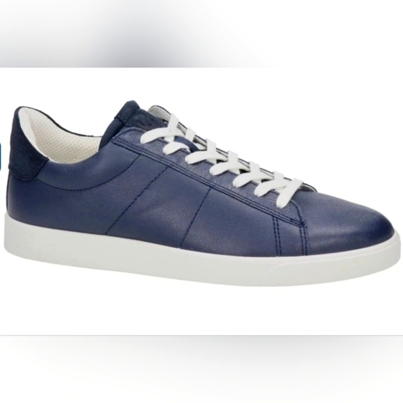 Ecco Street Lite Retro Leather Sneaker Navy Blue Sz 10-10.5 EU 44 - Picture 1 of 2